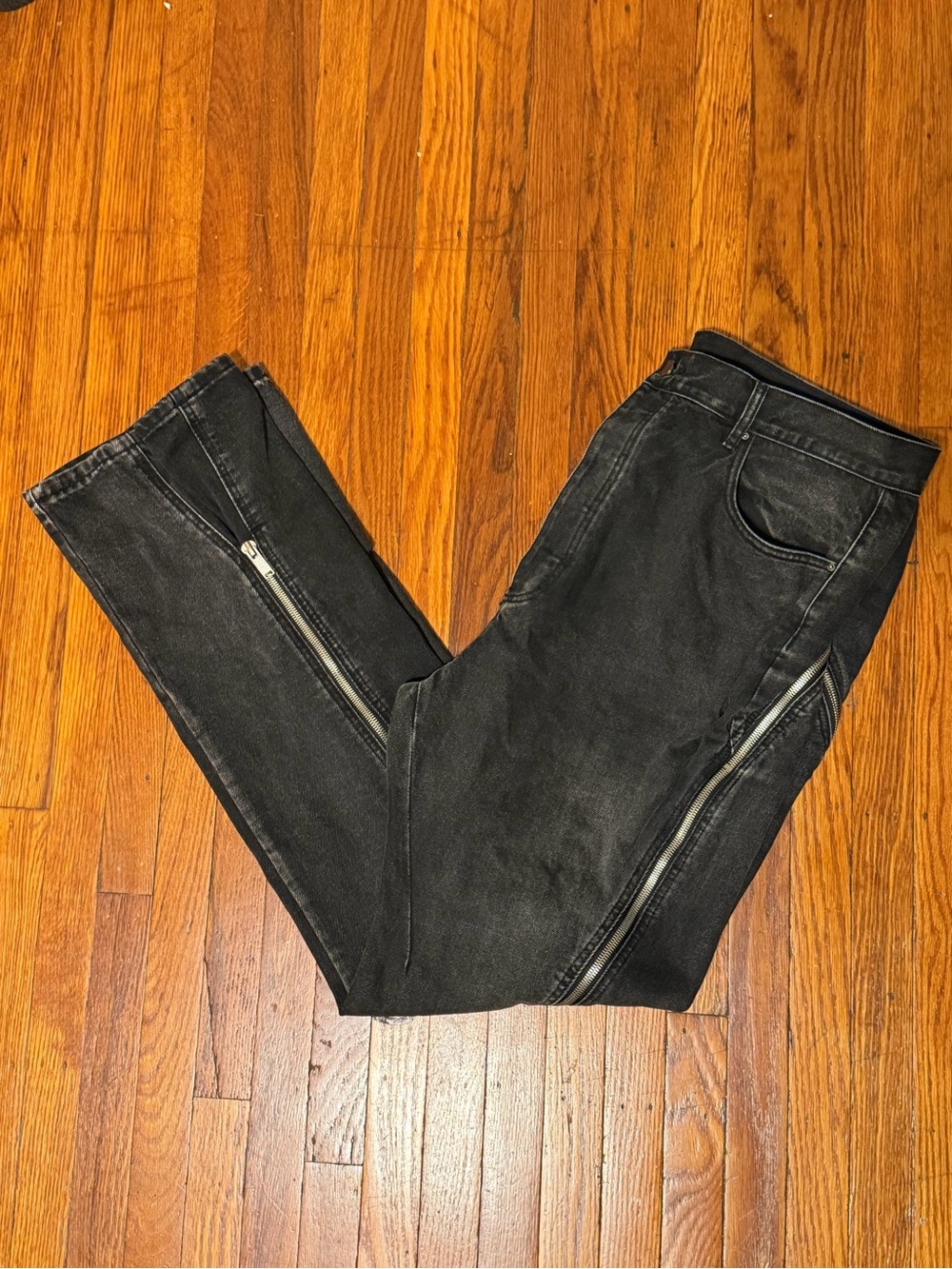 MNML Men's Black Slim Zip-Detail Jeans - 40